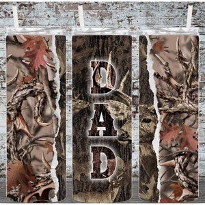 DAD Camo Deer Hunting 20oz Skinny Tumbler Double Insulated